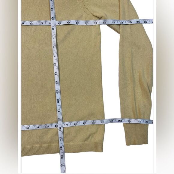 Banana Republic Sweater Mens Size Large Yellow Luxury Silk Cashmere Blend V-Neck - Picture 12 of 15